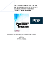 The Principals' Leadership Style and Its Impact On The Teachers' Sense of Efficacy and Job Satisfaction in Selected Secondary High Schools