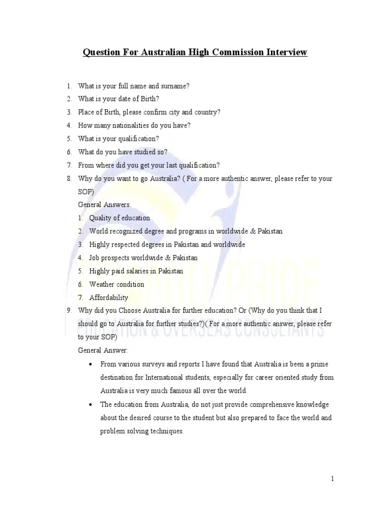 Australia Student Visa Interview Guide | PDF | Career & Growth | Art
