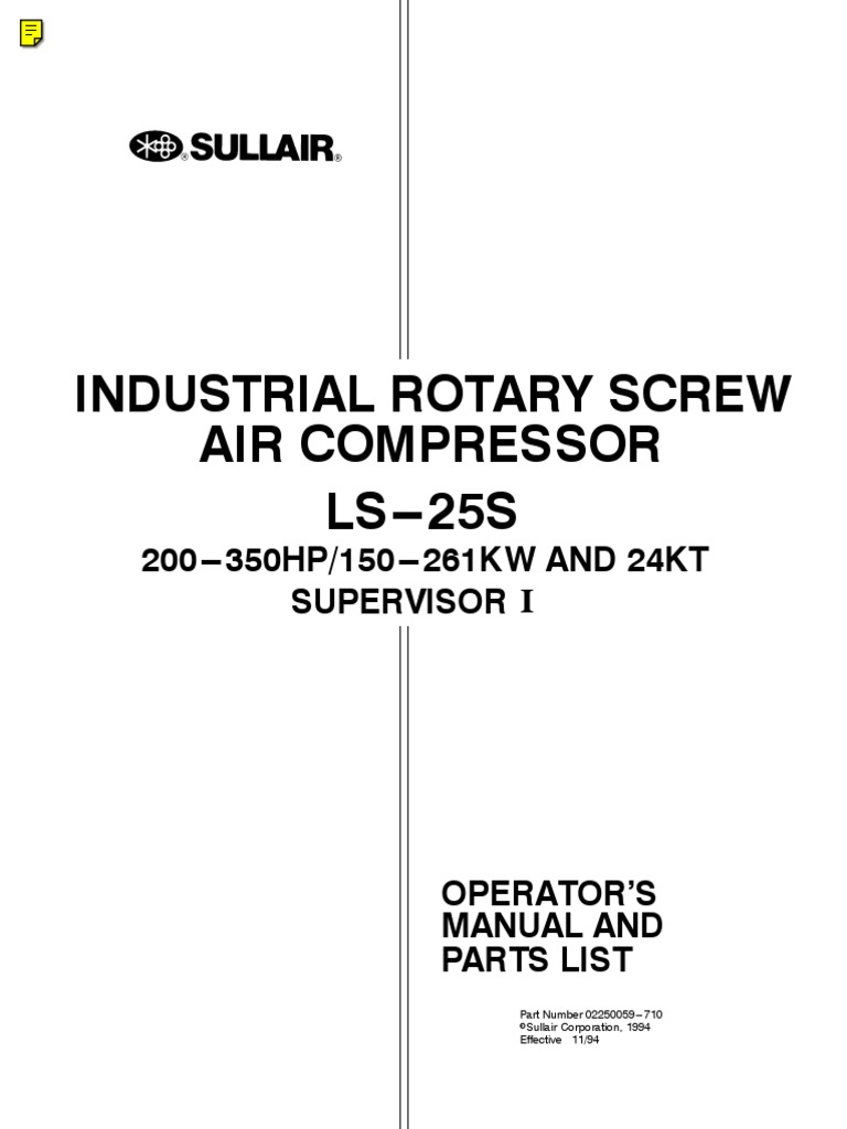 Manual-Sullair LS-25S | PDF | Valve | Personal Protective Equipment