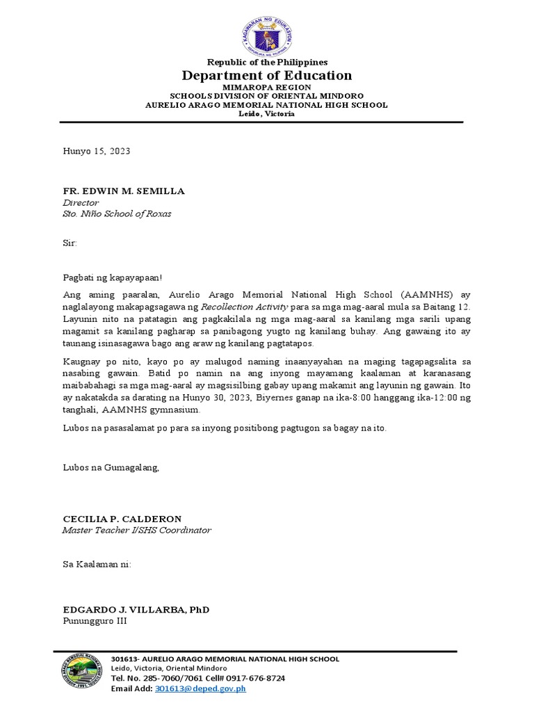 Letter Resource Speaker Recollection PDF