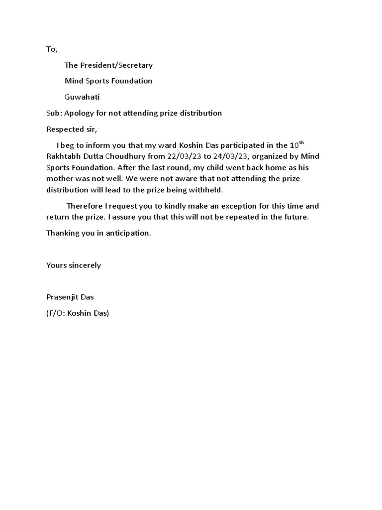 Apology Letter PDF