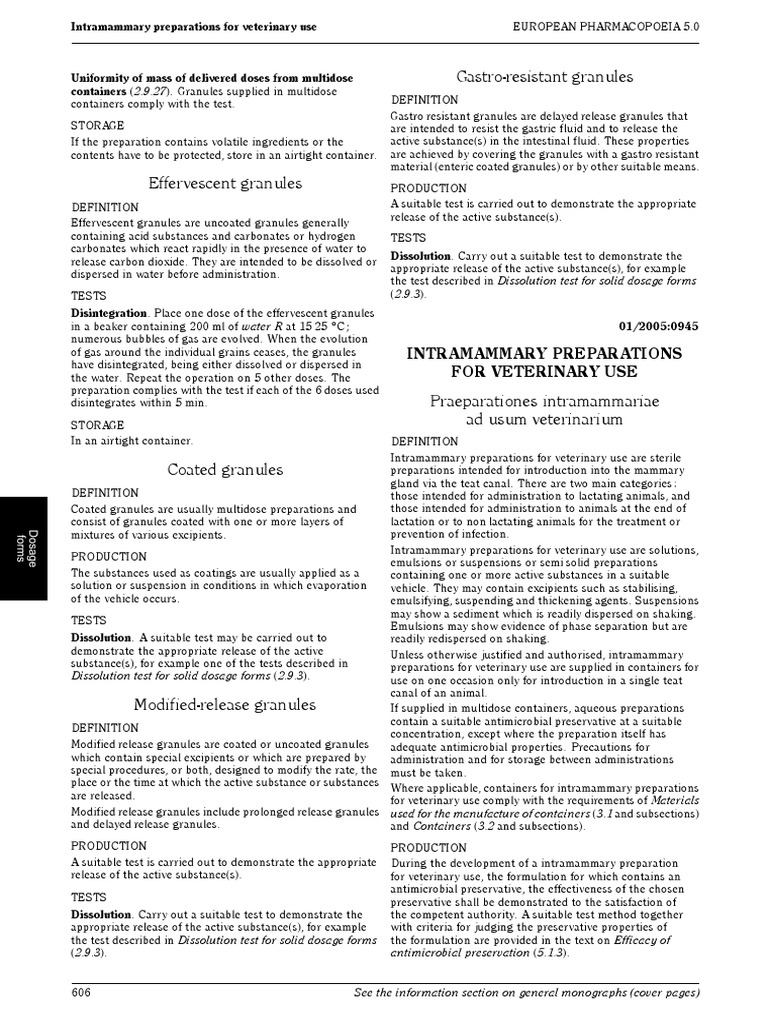 Intramammary Preparations in Veterinary Use | PDF