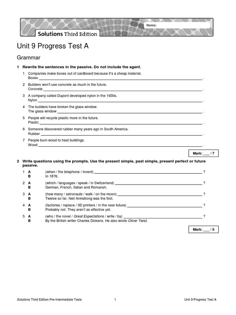 Sol3e Preint U9 Progress Test A Pdf