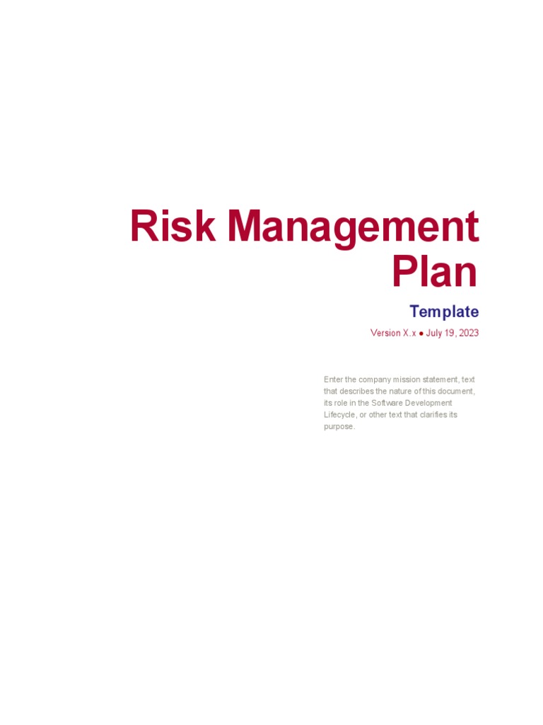 Risk Management Plan Template - Red Theme | PDF