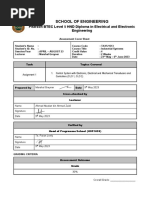 Assignment 1 Control System With Electronic, Electrical and Mechanical Transducers and Controllers