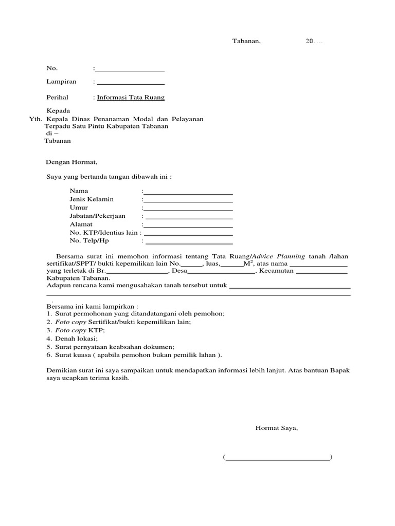 Form Informasi Tata Ruang Pdf