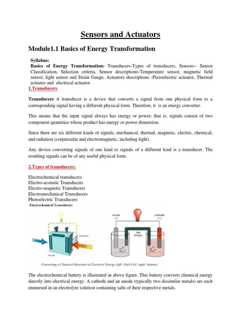 Module1 Basics of Energy Transformation PDF Piezoelectricity
