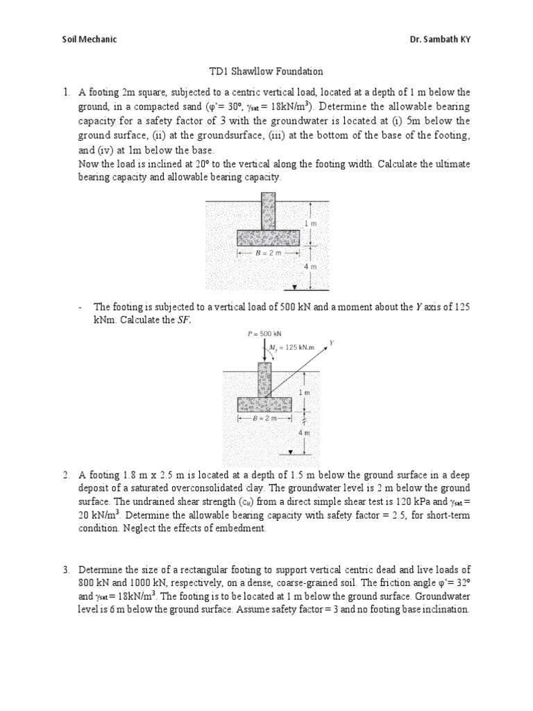 TD1 Shallow Foundation | PDF | Solid Mechanics | Natural Materials