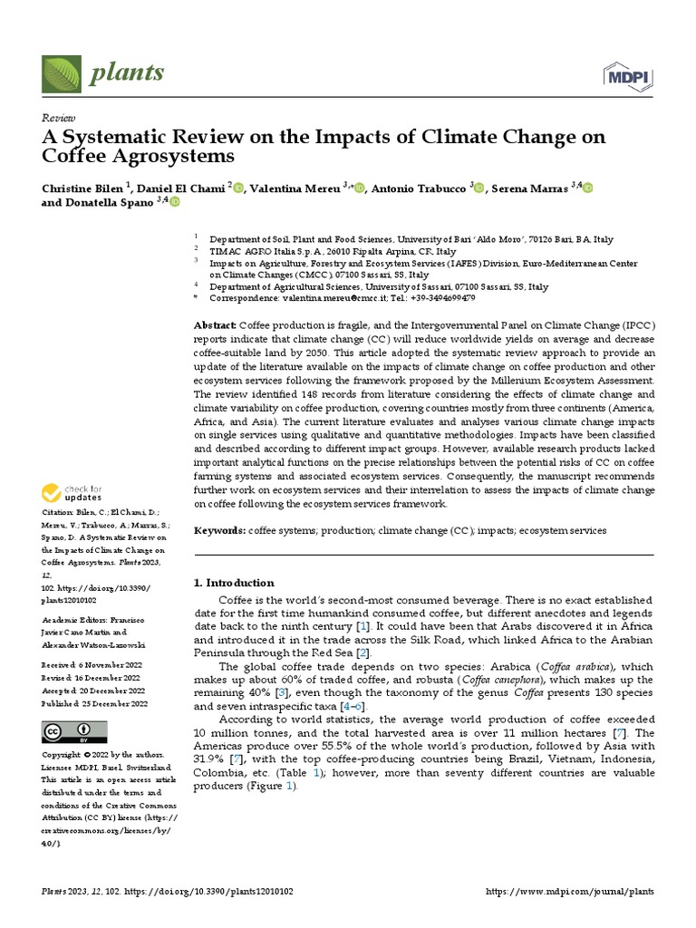 A Systematic Review On The Impacts of Climate Change On Coffee ...