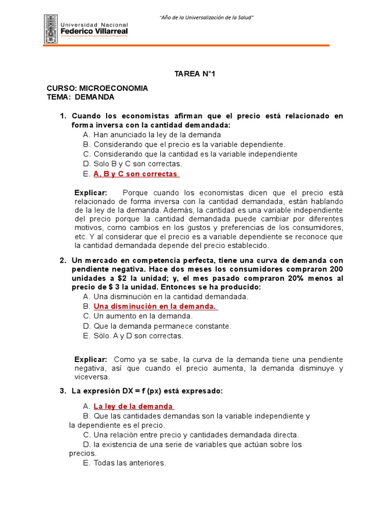 Ley de la Demanda en Microeconomía | PDF | Oferta y demanda | Curva de ...