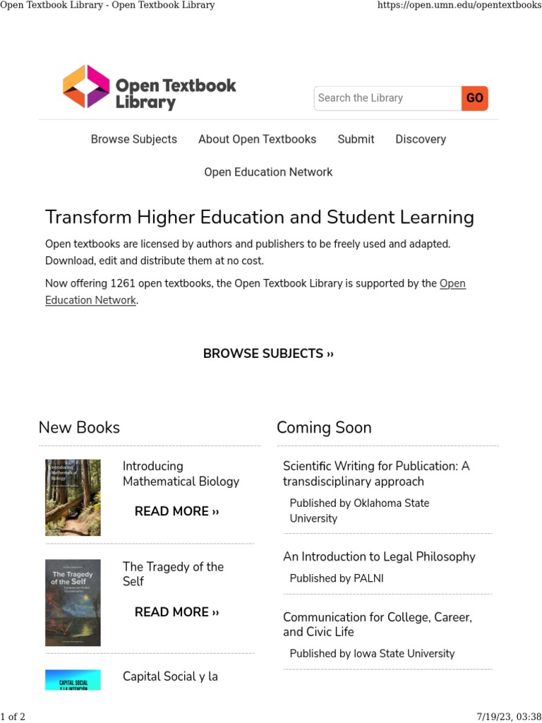 Open Textbook Library - Open Textbook Library | PDF | Textbook