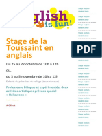 Stage de La Toussaint en Anglais
