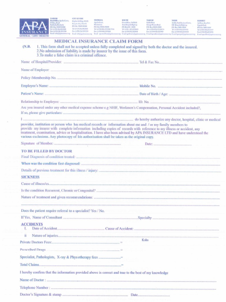 Outpatient Claim Form PDF