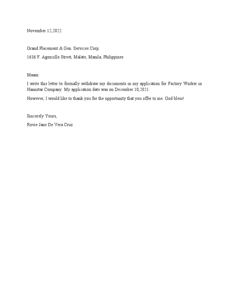 Withdrawal Letter PDF