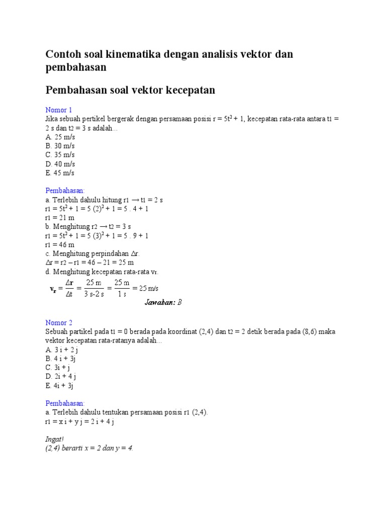 Soal Kinematika dan Analisis Vektor | PDF | Metode & Bahan Ajar