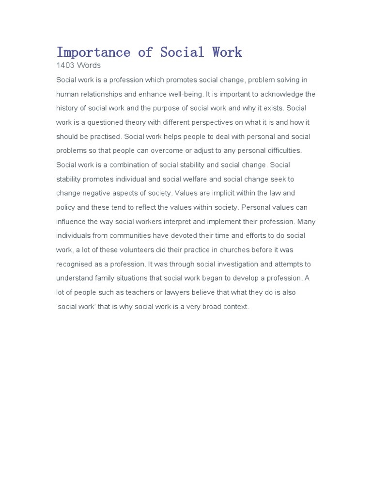Significance of Social Work in Society | PDF | Career & Growth