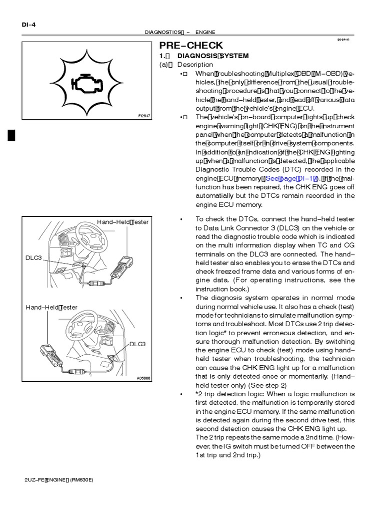 Pre Check: 1. Diagnosis System | PDF | Throttle | Automotive Technologies