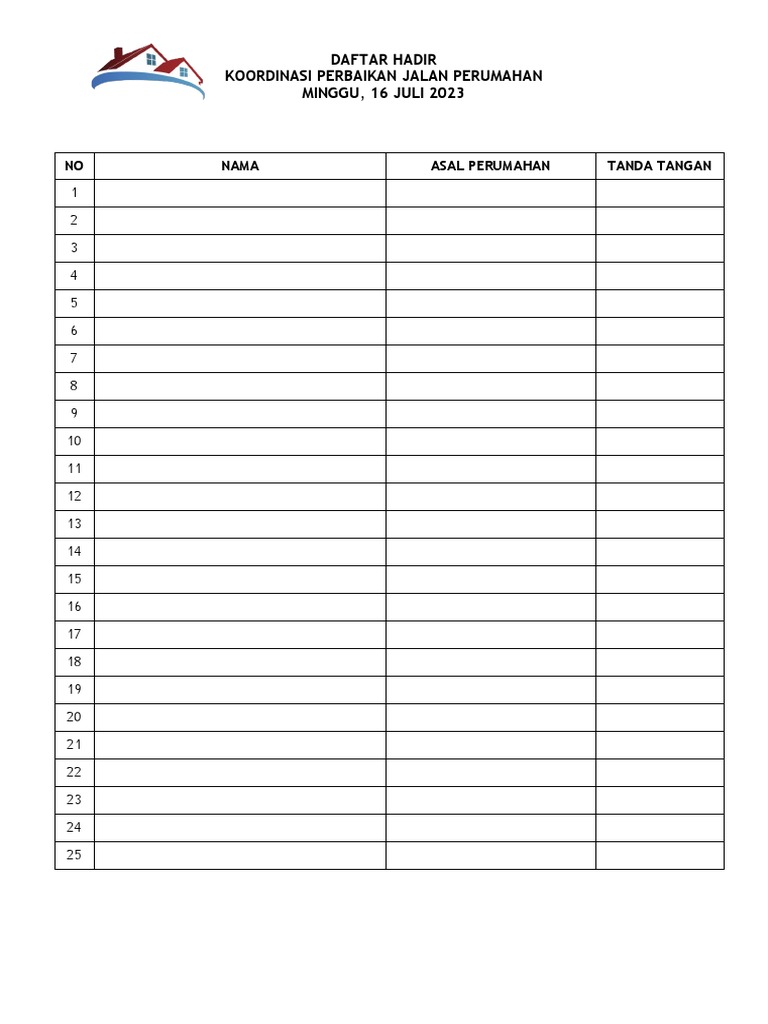 Contoh daftar hadir pdf