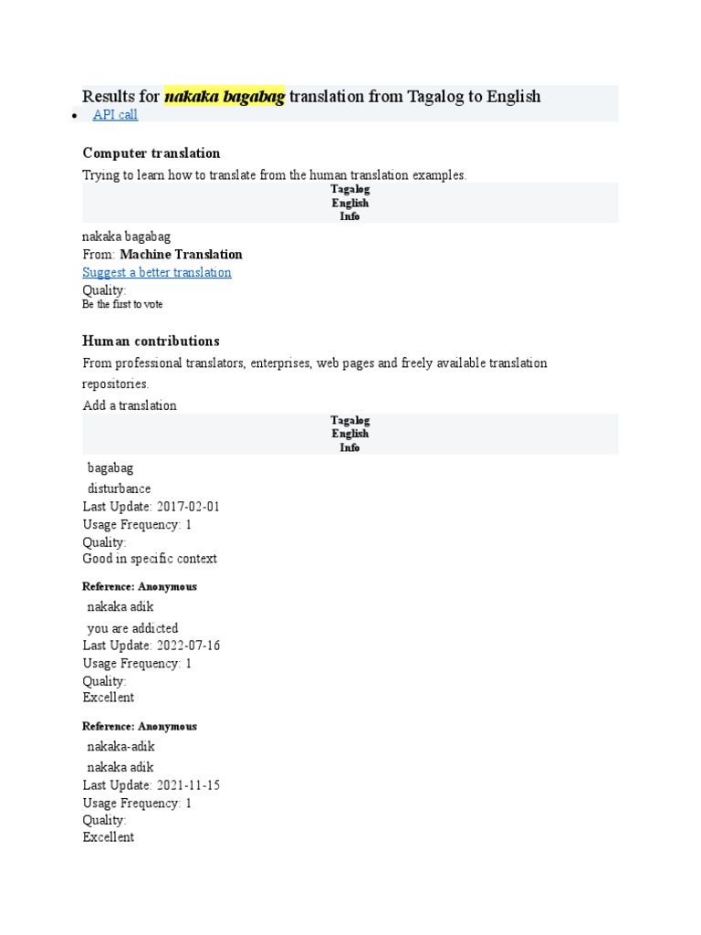 Tagalog-English Translation Guide | PDF