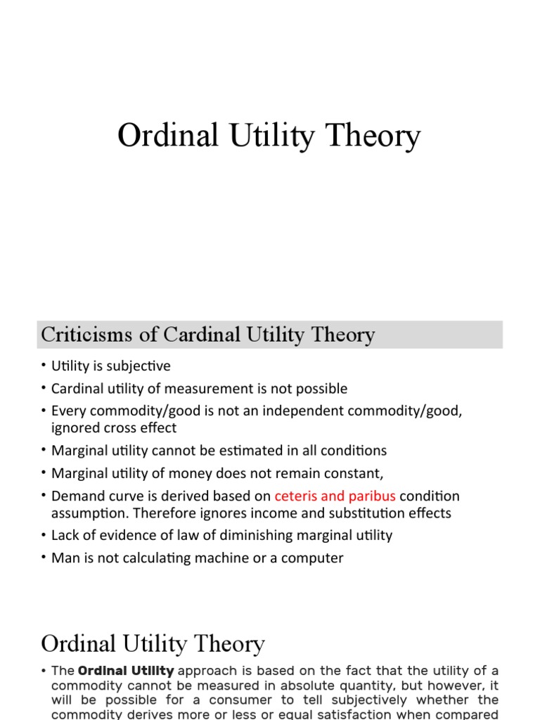 Consumer behaviour ordinal utility theory revised pdf utility