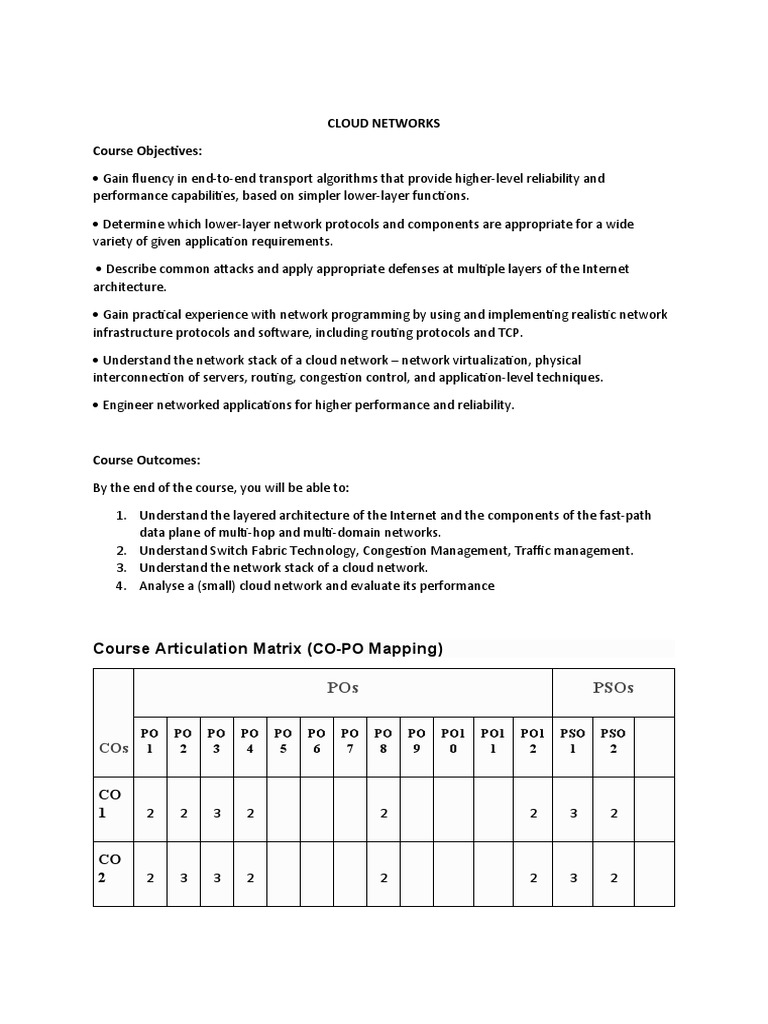 Cloud Networks Syl Lab Us | PDF | Computer Network | Cloud Computing
