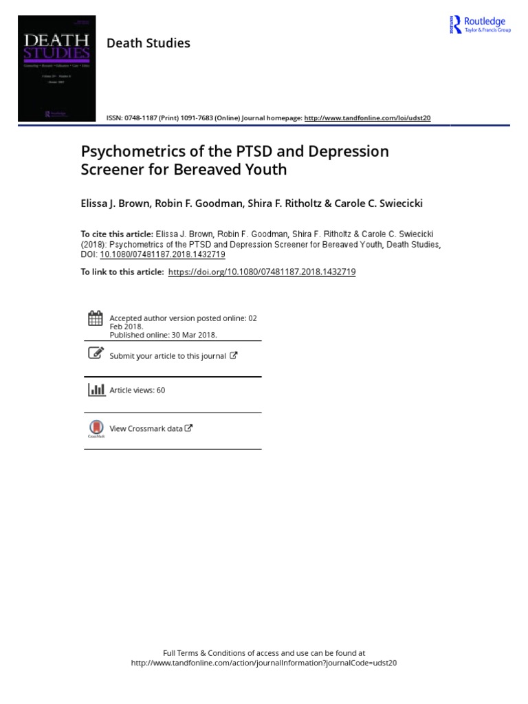 PTSD and Depression Screener for Youth | PDF | Grief | Major Depressive ...