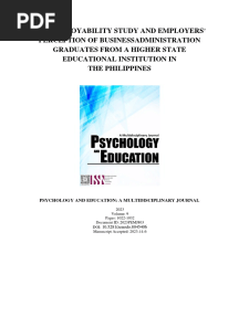 The Employability Study and Employers' Perception of Business Administration Graduates From A Higher State Educational Institution in The Philippines
