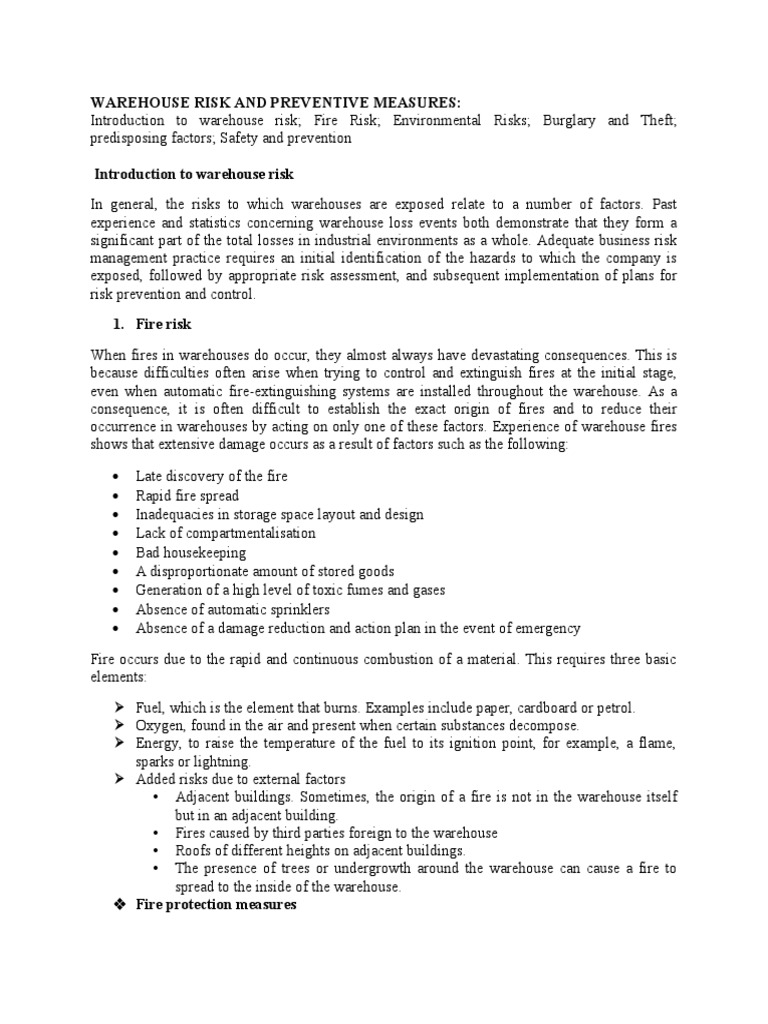 topic-6-warehouse-risk-and-preventive-measures-pdf-fires-risk