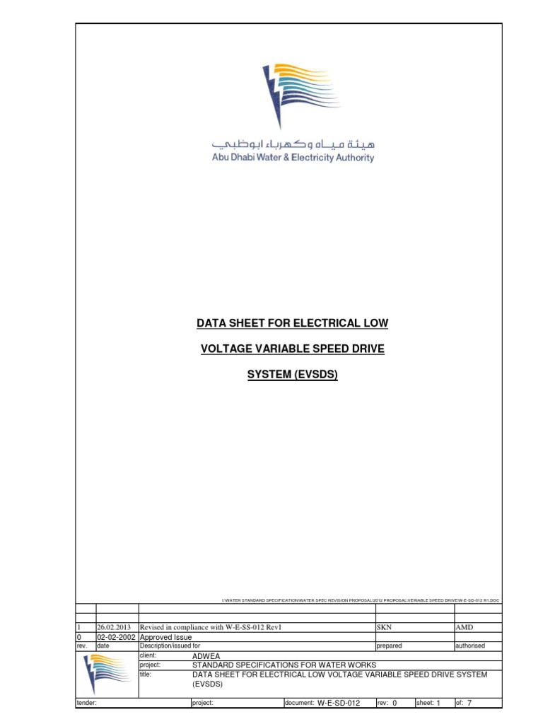 Data Sheet For Electrical Low Voltage Variable Speed Drive System ...