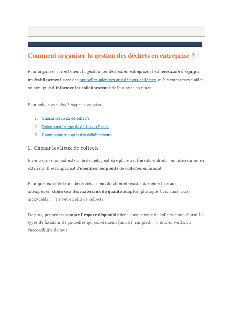 Gestion des déchets en entreprise | PDF | Déchets | Recyclage