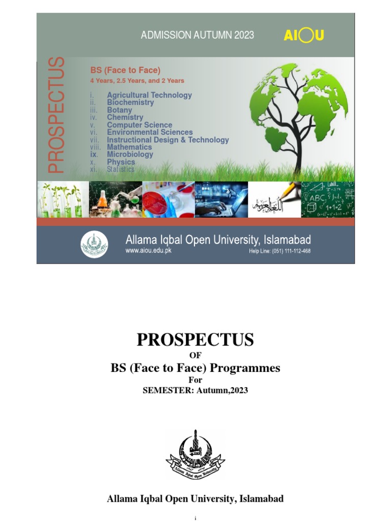 AIOU BS Programs Admission 2023 | PDF | Course Credit | Postgraduate ...