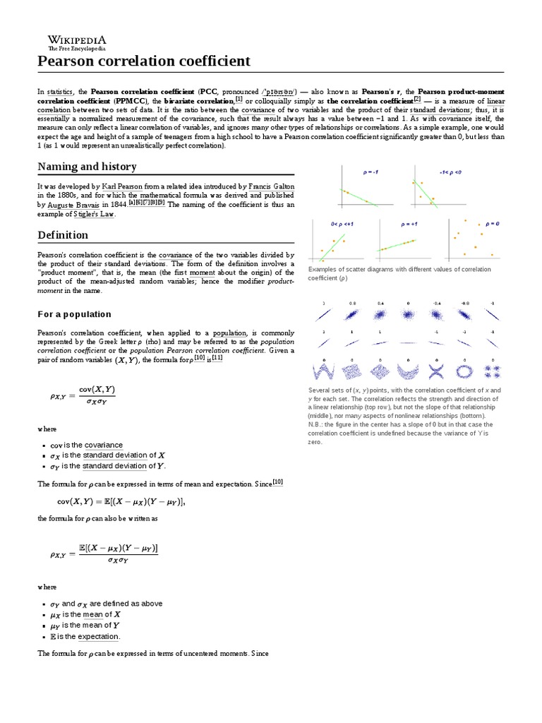 Pearson Correlation Coefficient | PDF | Mathematics | Data Analysis