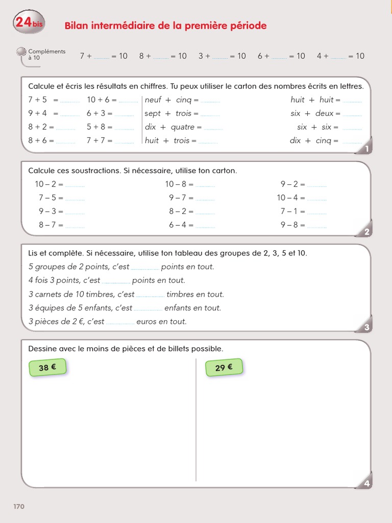 Bilan Maths CE1 : Exercices et Calculs | PDF
