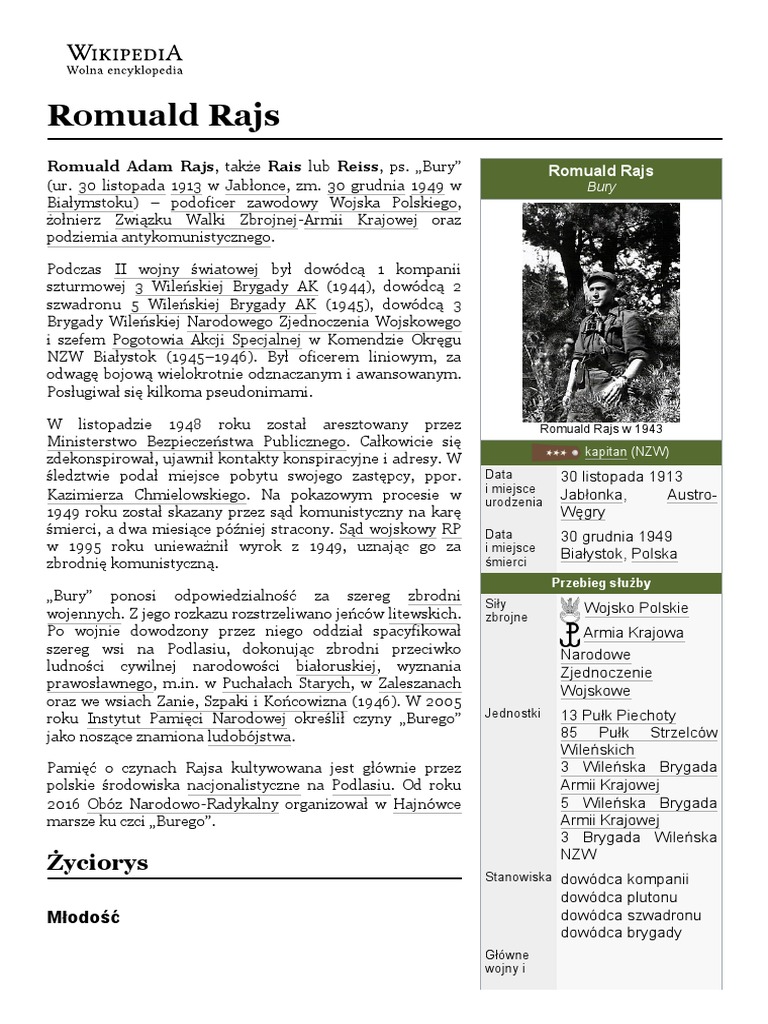 Romuald Rajs - Wikipedia, Wolna Encyklopedia | PDF
