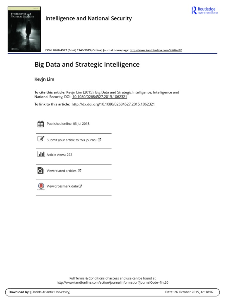 Big Data And Strategic Intelligence In Intelligence And National