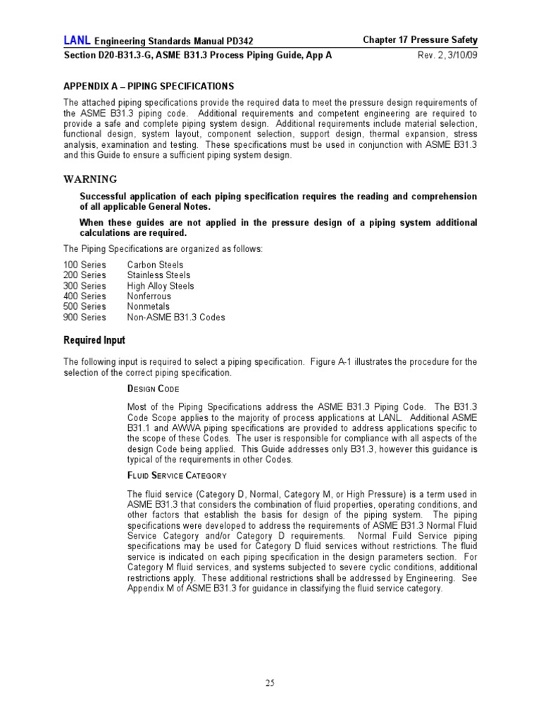 ASME B31.3 Piping Specifications Guide | PDF | Pipe (Fluid Conveyance ...