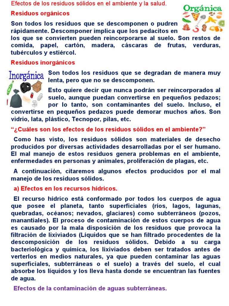 Impacto de Residuos Sólidos en Salud y Ambiente | PDF | Residuos | Agua