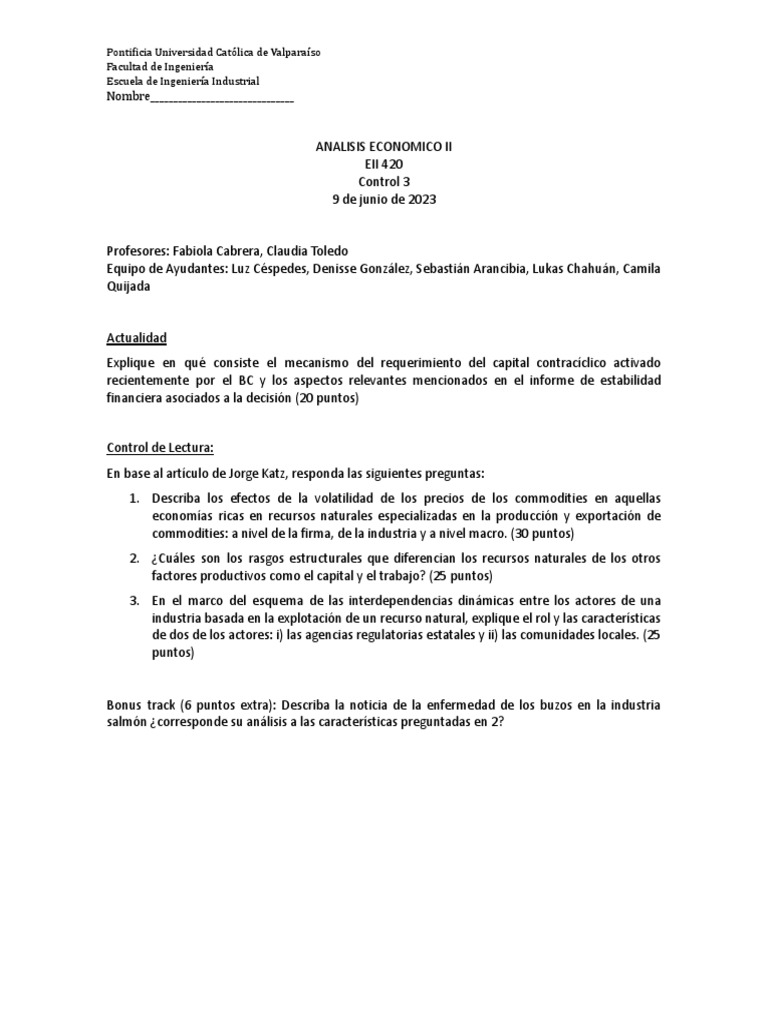 Eii 420 2023 s1 control 3 pauta aula pdf precios business
