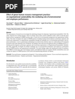 Effect of Green Human Resource Management Practices On Organizational Sustainability The Mediating Role of Environmental and Employee Performance