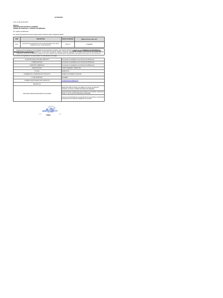 Formato Solicitud de Cotizacion - Servicios | PDF | Seguro | Reaseguro
