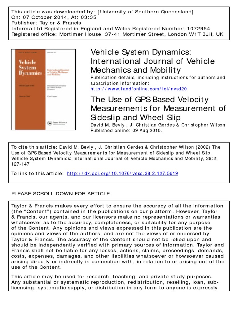 Vehicle System Dynamics: International Journal of Vehicle Mechanics and ...
