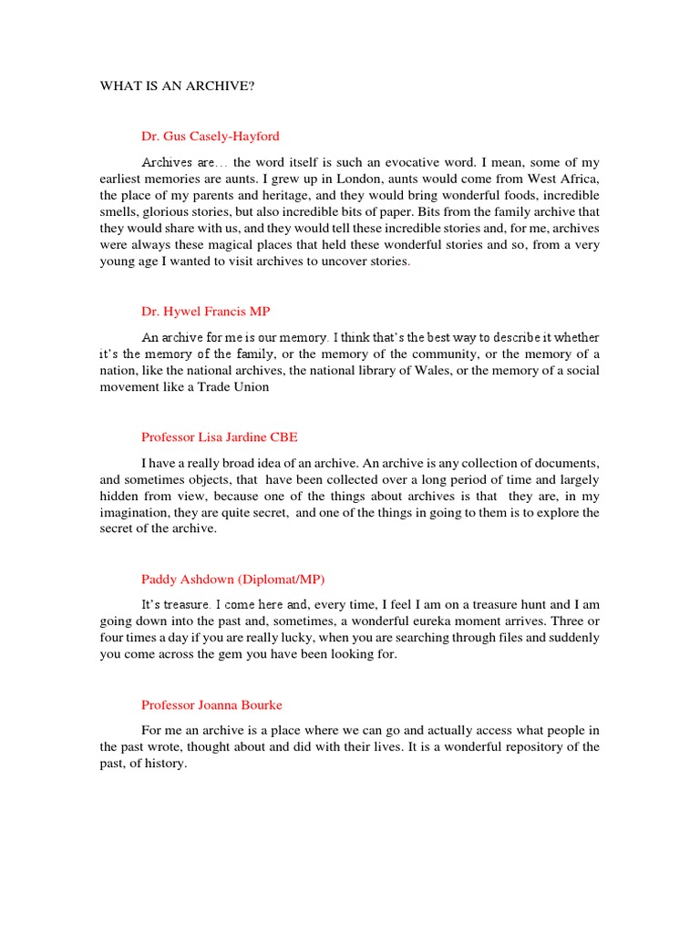 1.1 WHAT IS AN ARCHIVE Transcript | PDF