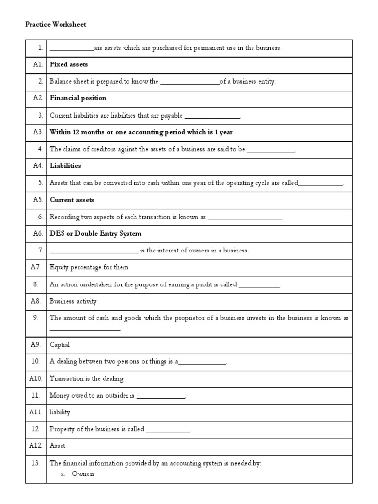 Accounts Worksheet 3 PDF Bookkeeping Financial Accounting