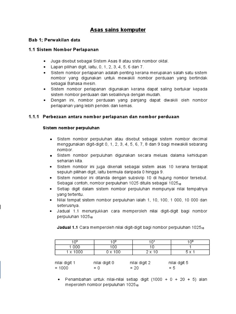 Asas Sains Komputer-bab 1 | PDF