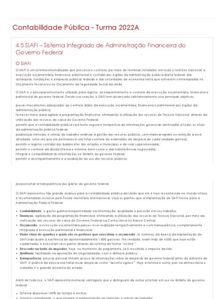 SIAFI: Controle Financeiro Federal | PDF | Contabilidade | Orçamento