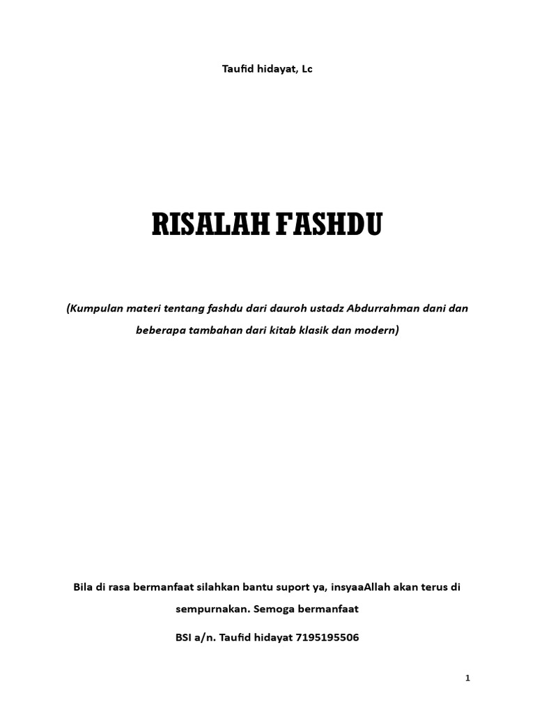 Manfaat dan Pengertian Fashdu | PDF