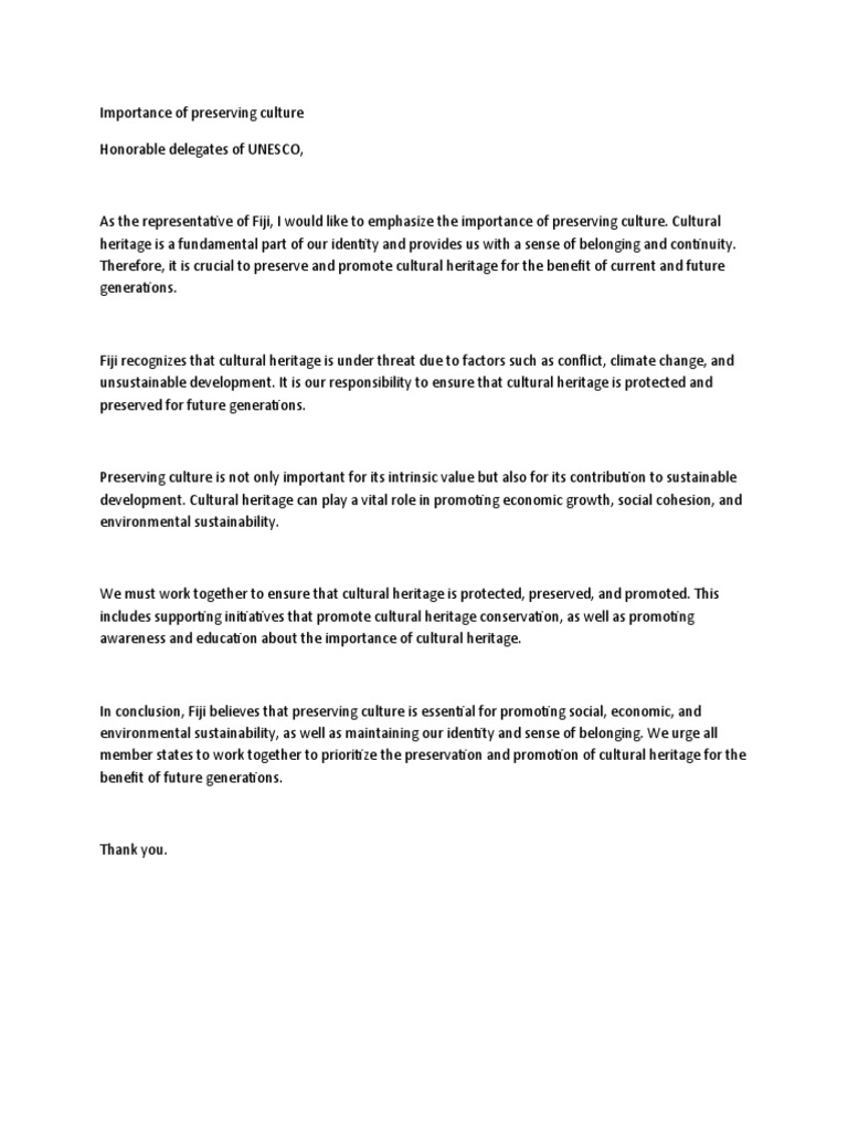 Importance of Preserving Culture | PDF