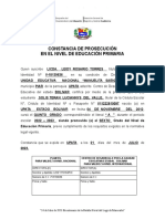 CONSTANCIA DE PROSECUCIÓN DE 4to Grado