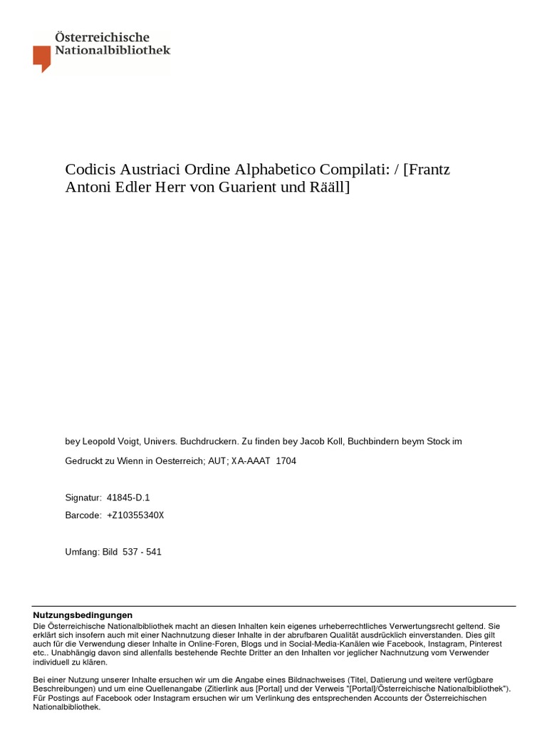 Codex Austriacus 1704 | PDF