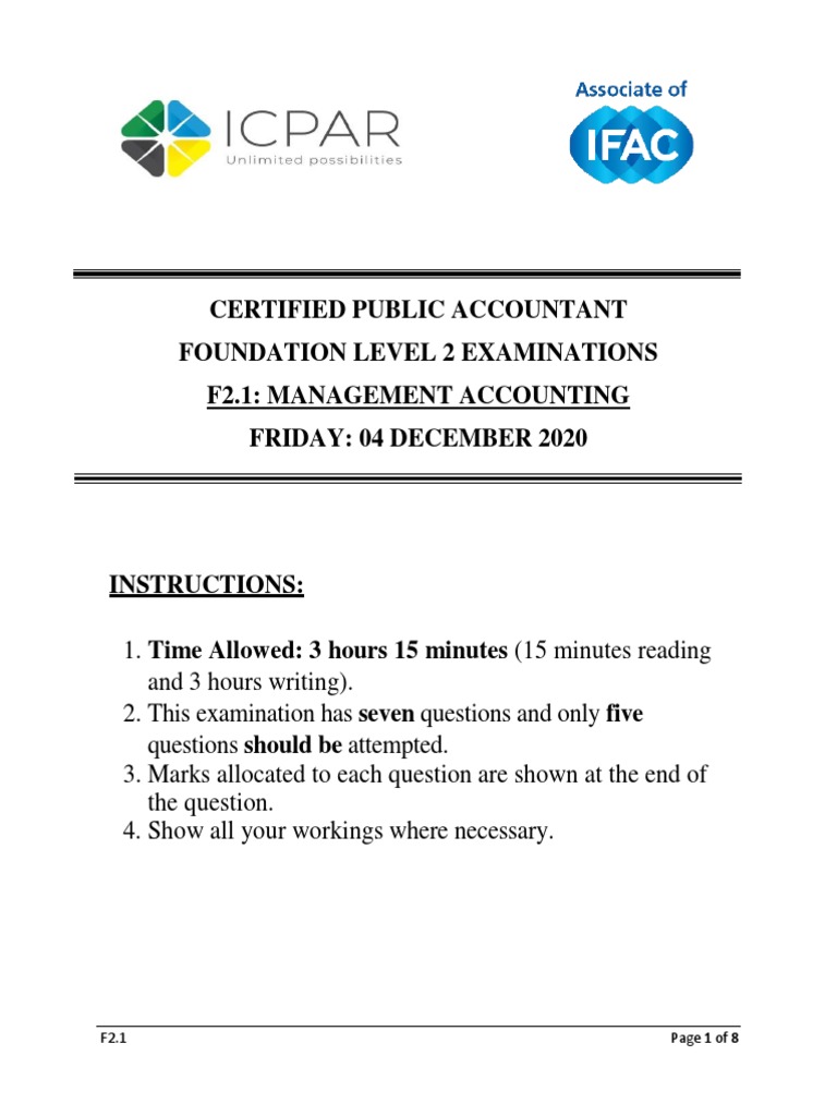 Icpar Past Paper December 2019